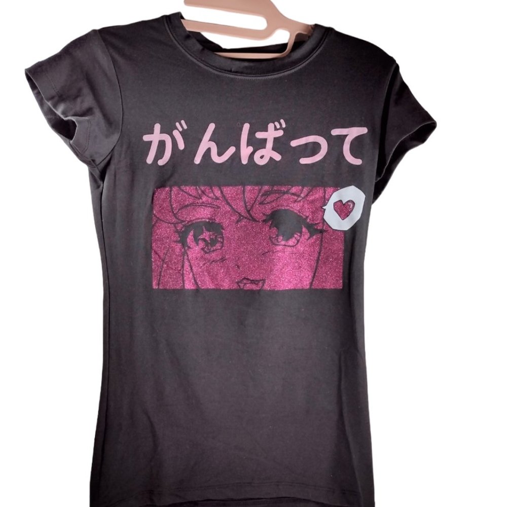 Popular Sports Anime Black Glitter T-Shirt New With Out Tags Size 14/16
